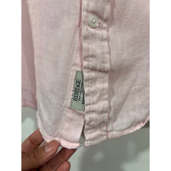 Men’s Heritage Linen Short sleeve Shirt Large Pink Vacation Resortwear Summer - Picture 7 of 7